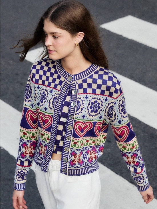 FARM Rio Sweaters - FARM RIO Rainbow Kaleidoscope Ainika Knit Cardigan